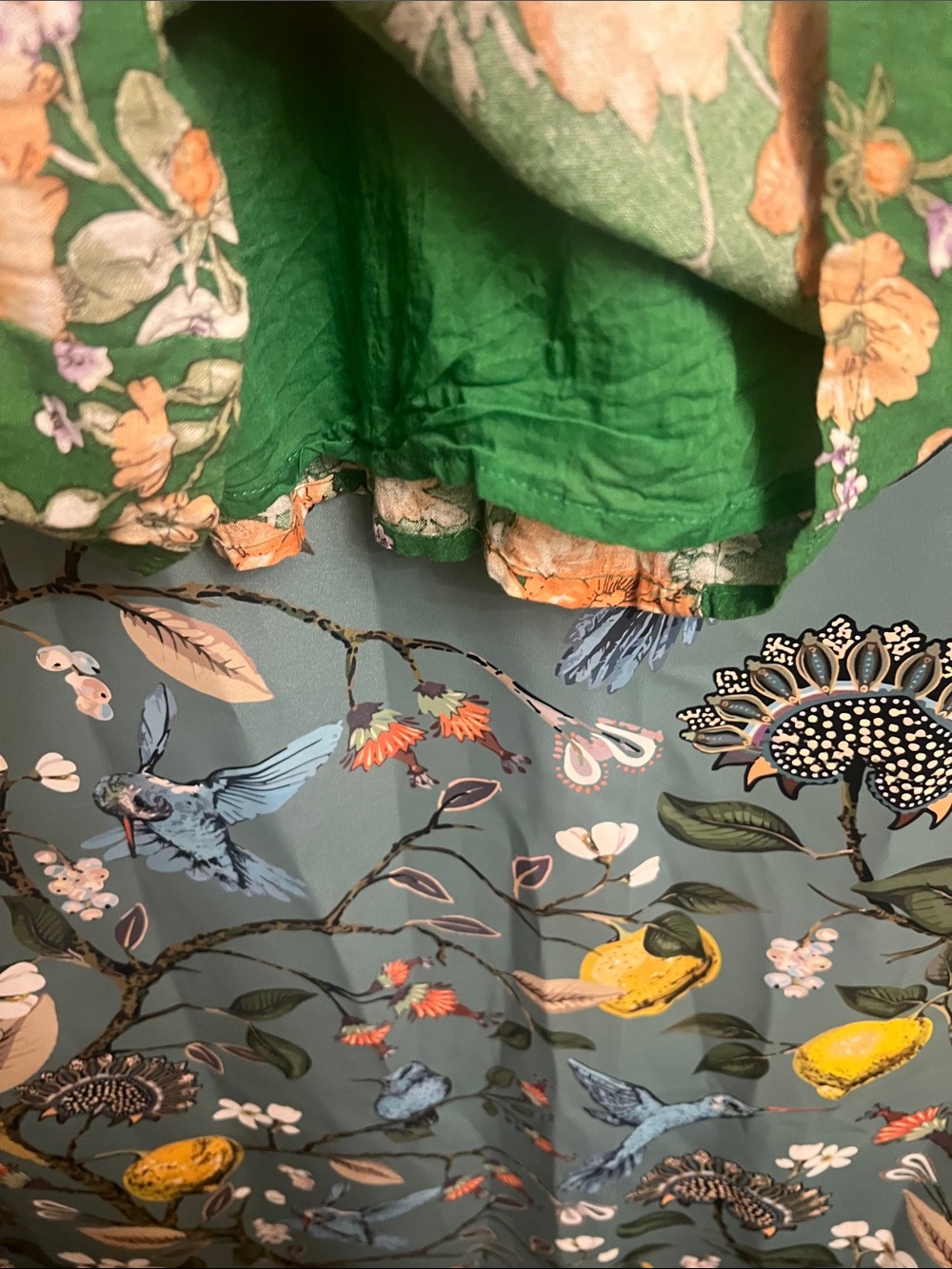 Green Floral Puff-Sleeve Mini Dress - Picture 4 of 7
